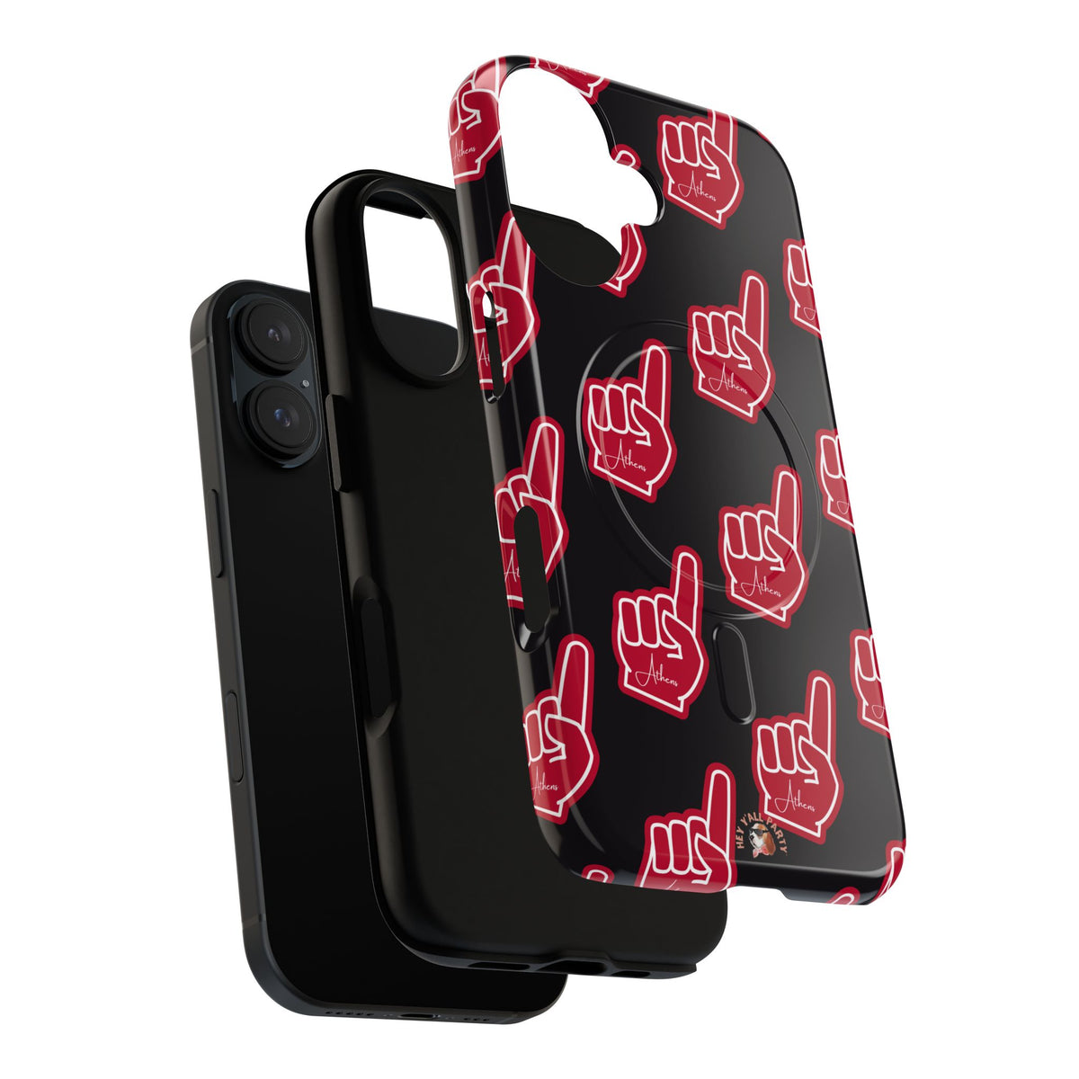 Red Foam Finger "Athens" Georgia Pattern phone case | Magnetic iPhone case | Sports fan accessory