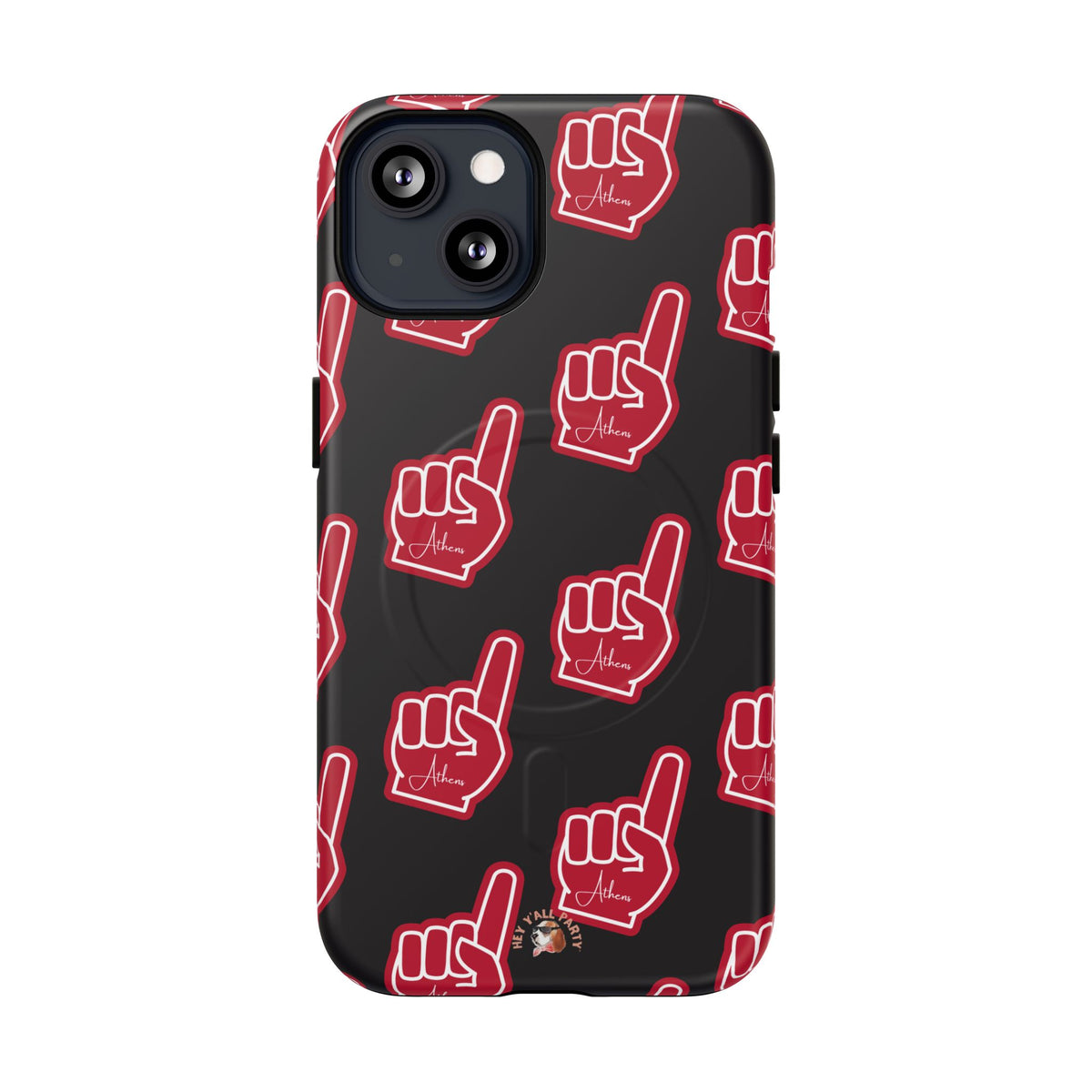 Red Foam Finger "Athens" Georgia Pattern phone case | Magnetic iPhone case | Sports fan accessory