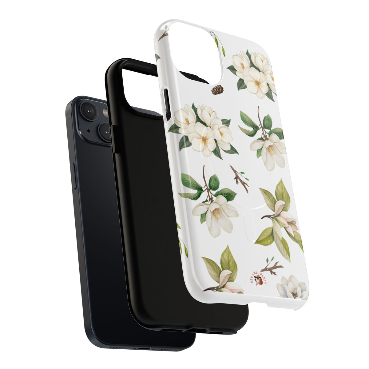 White Magnolia Floral Phone Case | Tough Magnetic Case