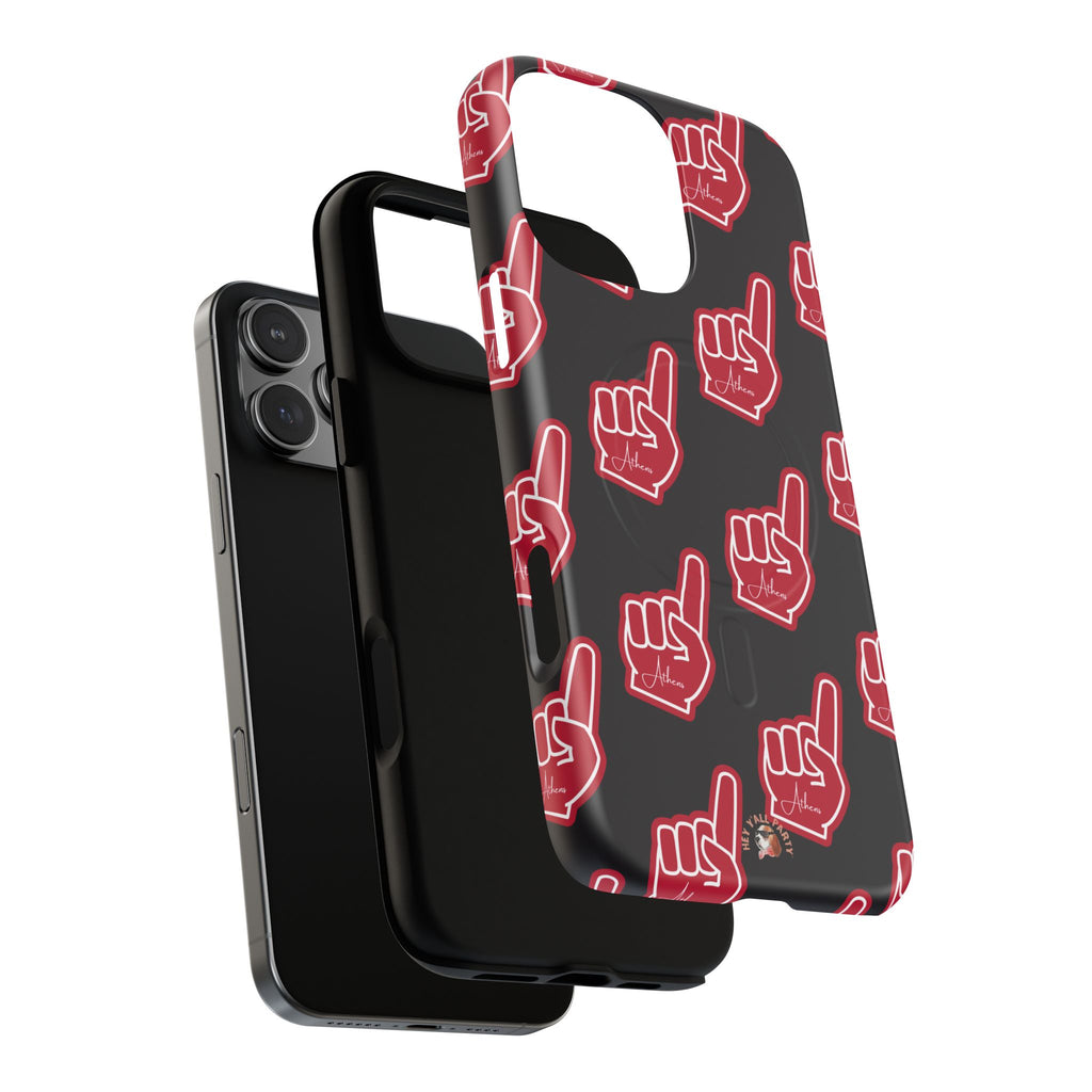 Red Foam Finger "Athens" Georgia Pattern phone case | Magnetic iPhone case | Sports fan accessory