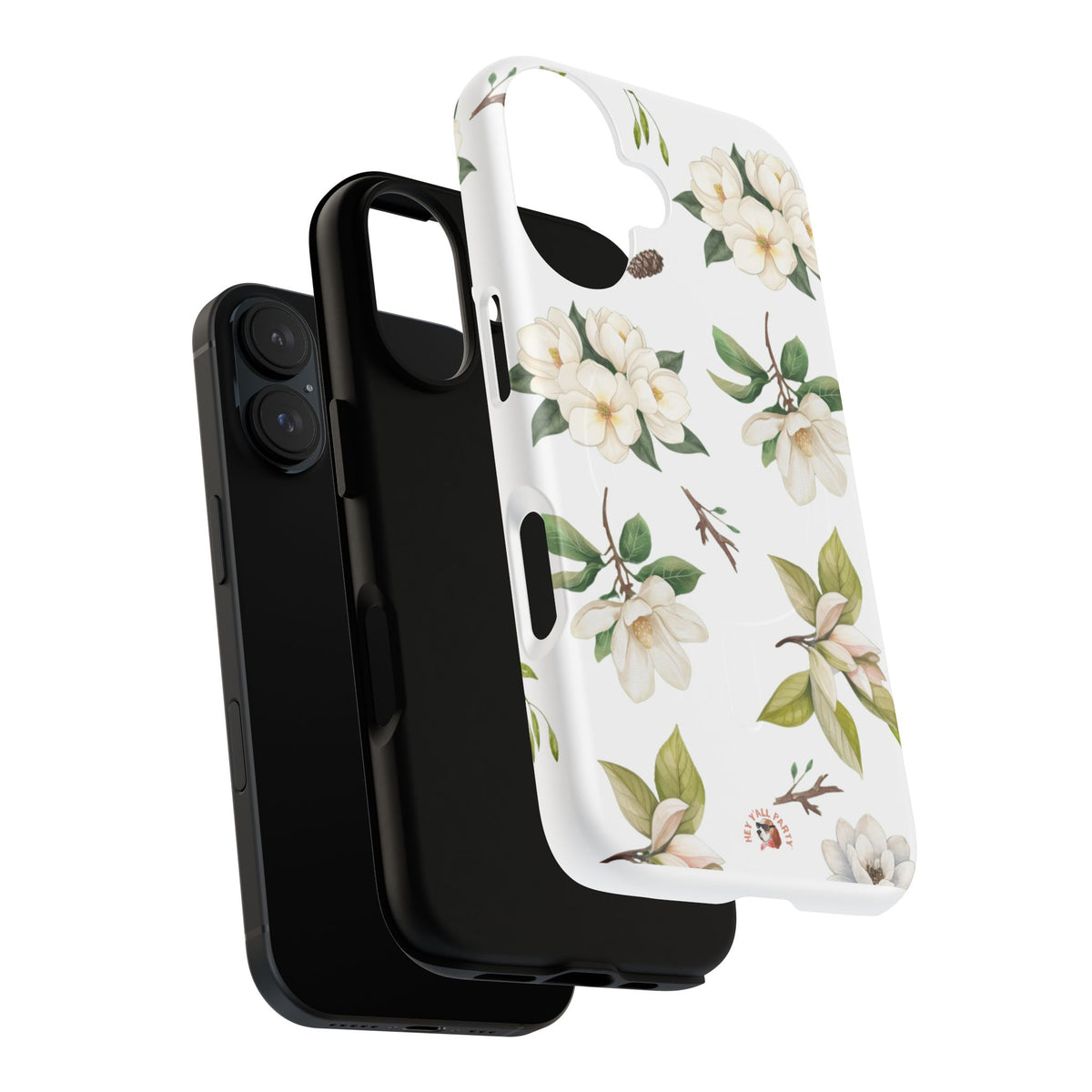 White Magnolia Floral Phone Case | Tough Magnetic Case