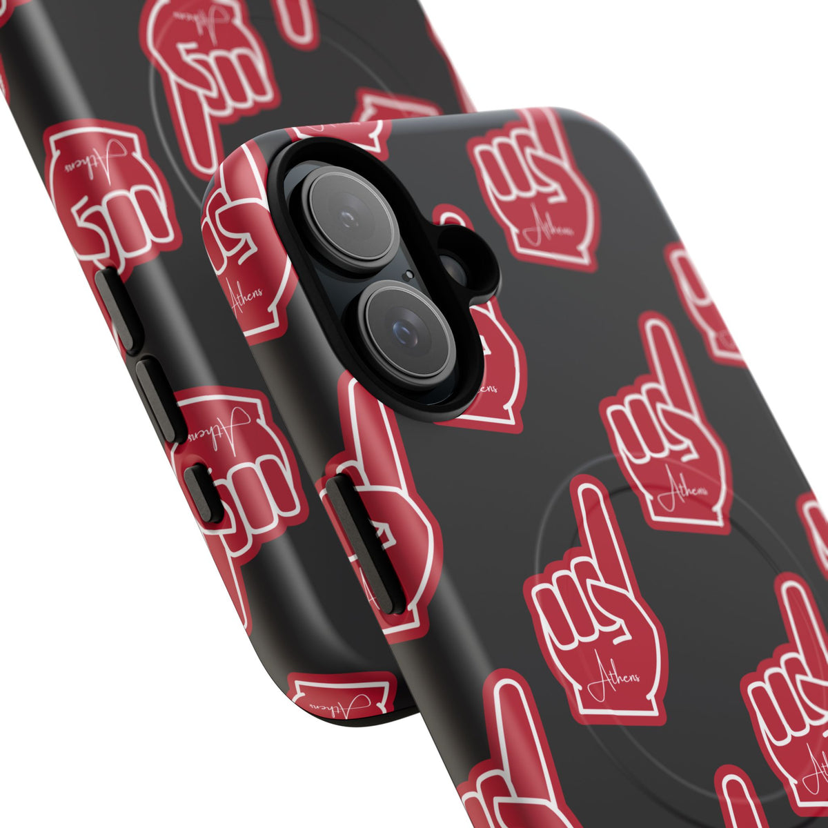 Red Foam Finger "Athens" Georgia Pattern phone case | Magnetic iPhone case | Sports fan accessory