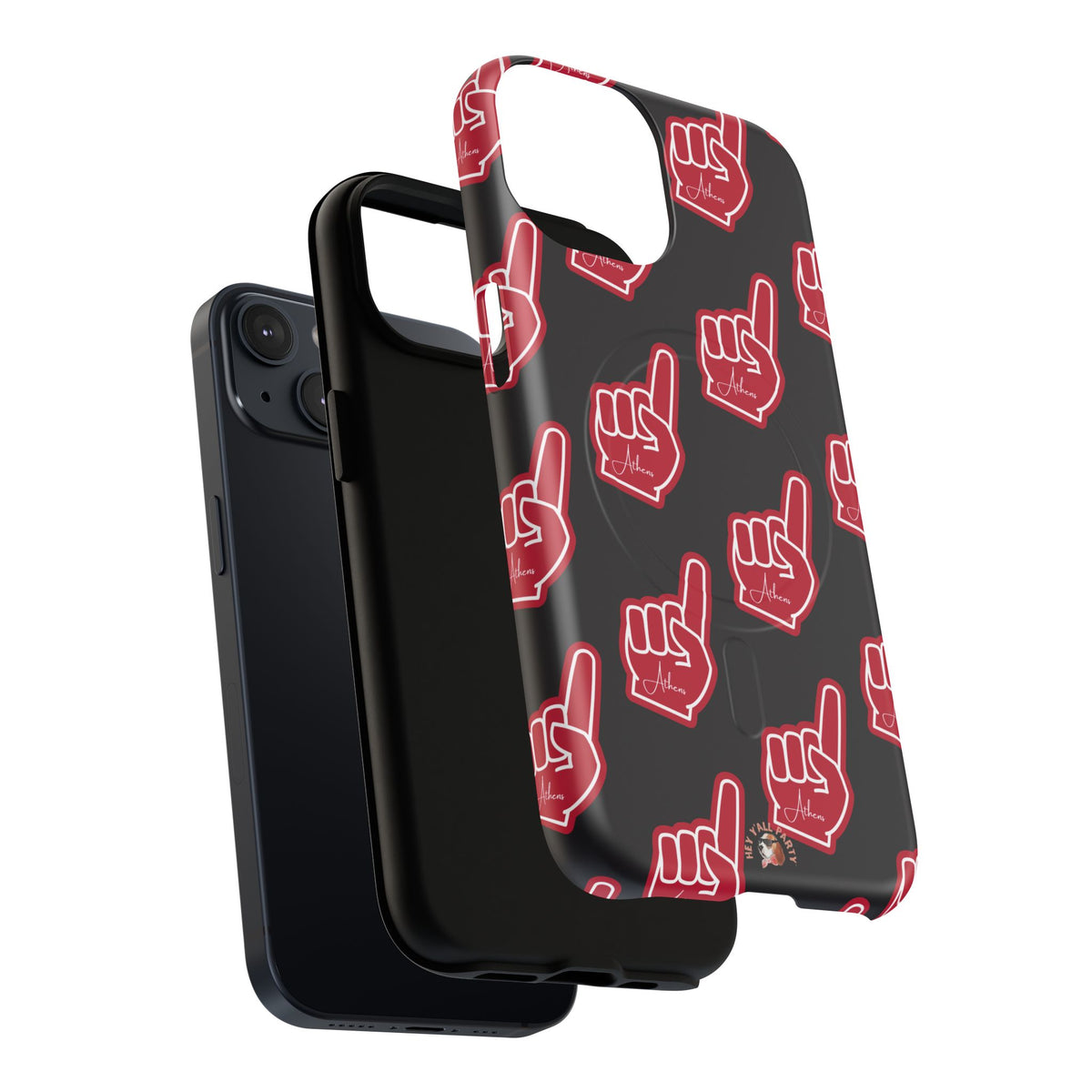 Red Foam Finger "Athens" Georgia Pattern phone case | Magnetic iPhone case | Sports fan accessory