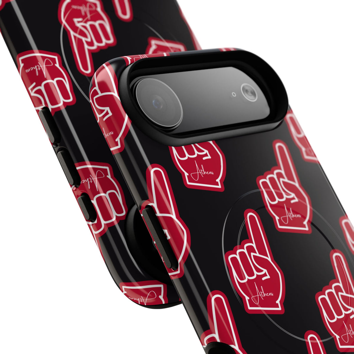 Red Foam Finger "Athens" Georgia Pattern phone case | Magnetic iPhone case | Sports fan accessory
