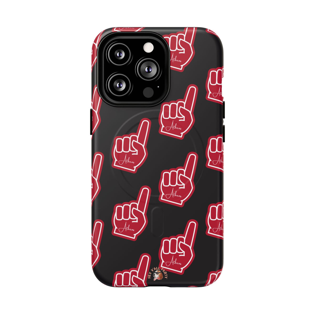 Red Foam Finger "Athens" Georgia Pattern phone case | Magnetic iPhone case | Sports fan accessory