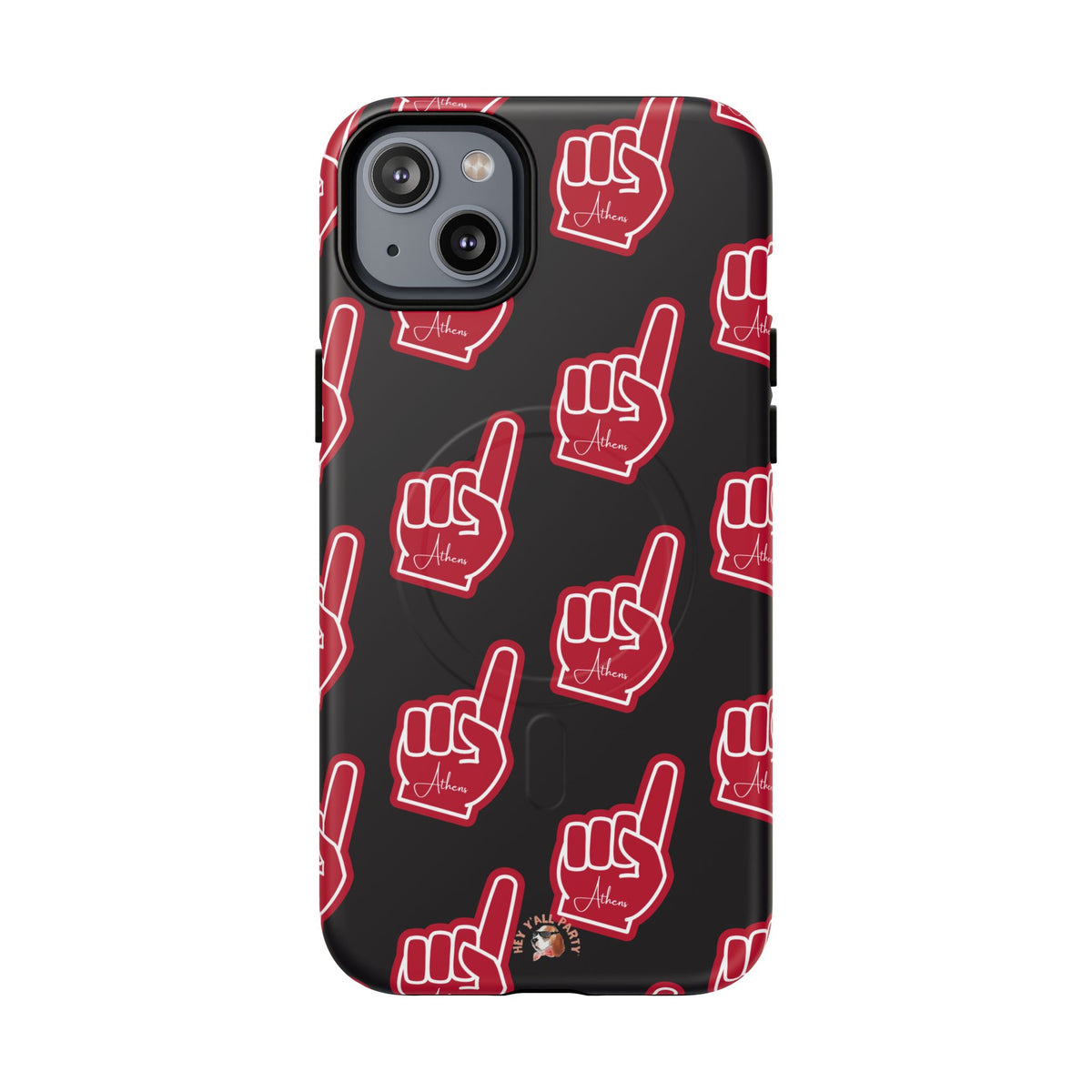 Red Foam Finger "Athens" Georgia Pattern phone case | Magnetic iPhone case | Sports fan accessory