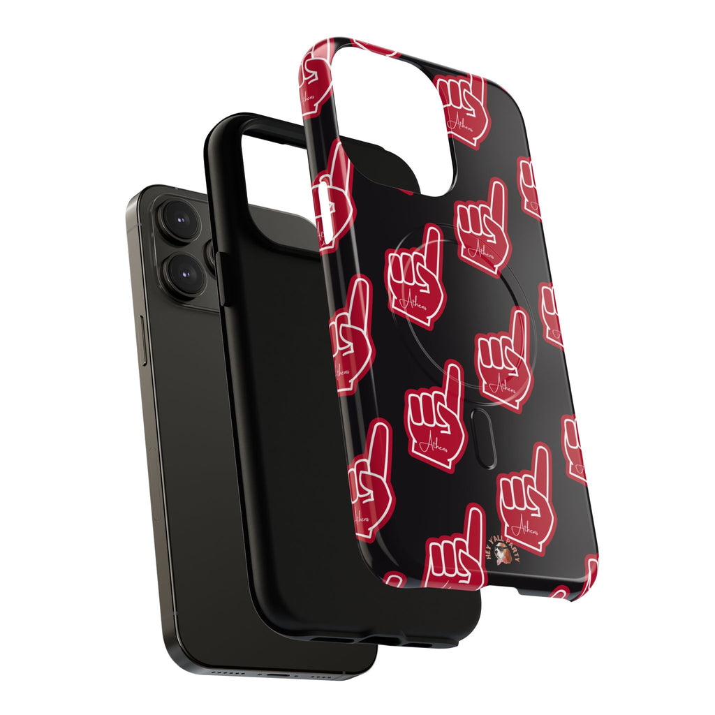 Red Foam Finger "Athens" Georgia Pattern phone case | Magnetic iPhone case | Sports fan accessory