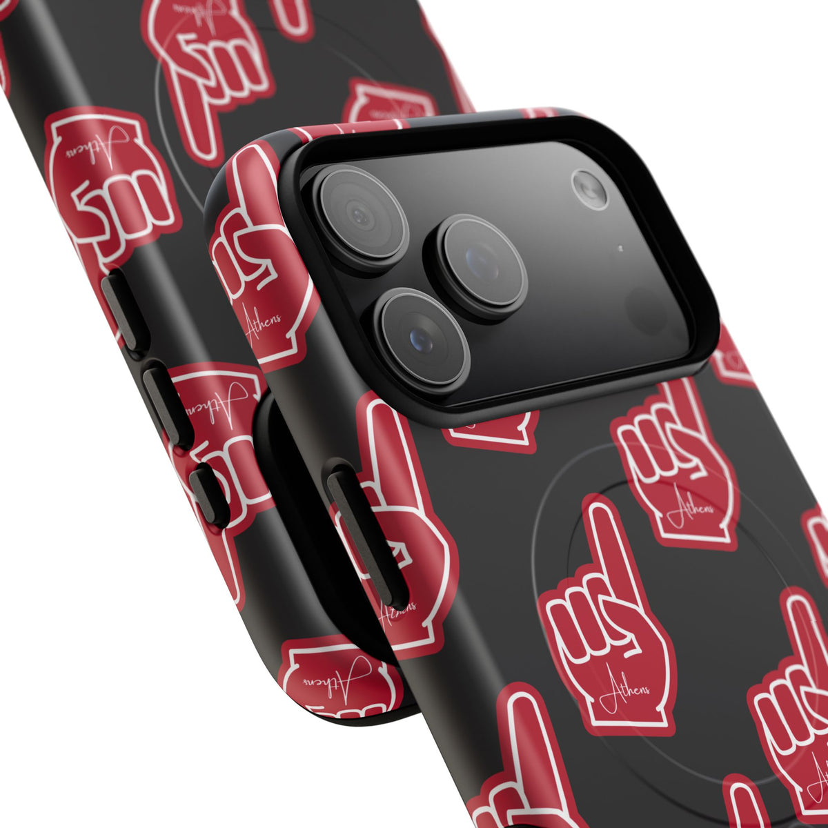 Red Foam Finger "Athens" Georgia Pattern phone case | Magnetic iPhone case | Sports fan accessory