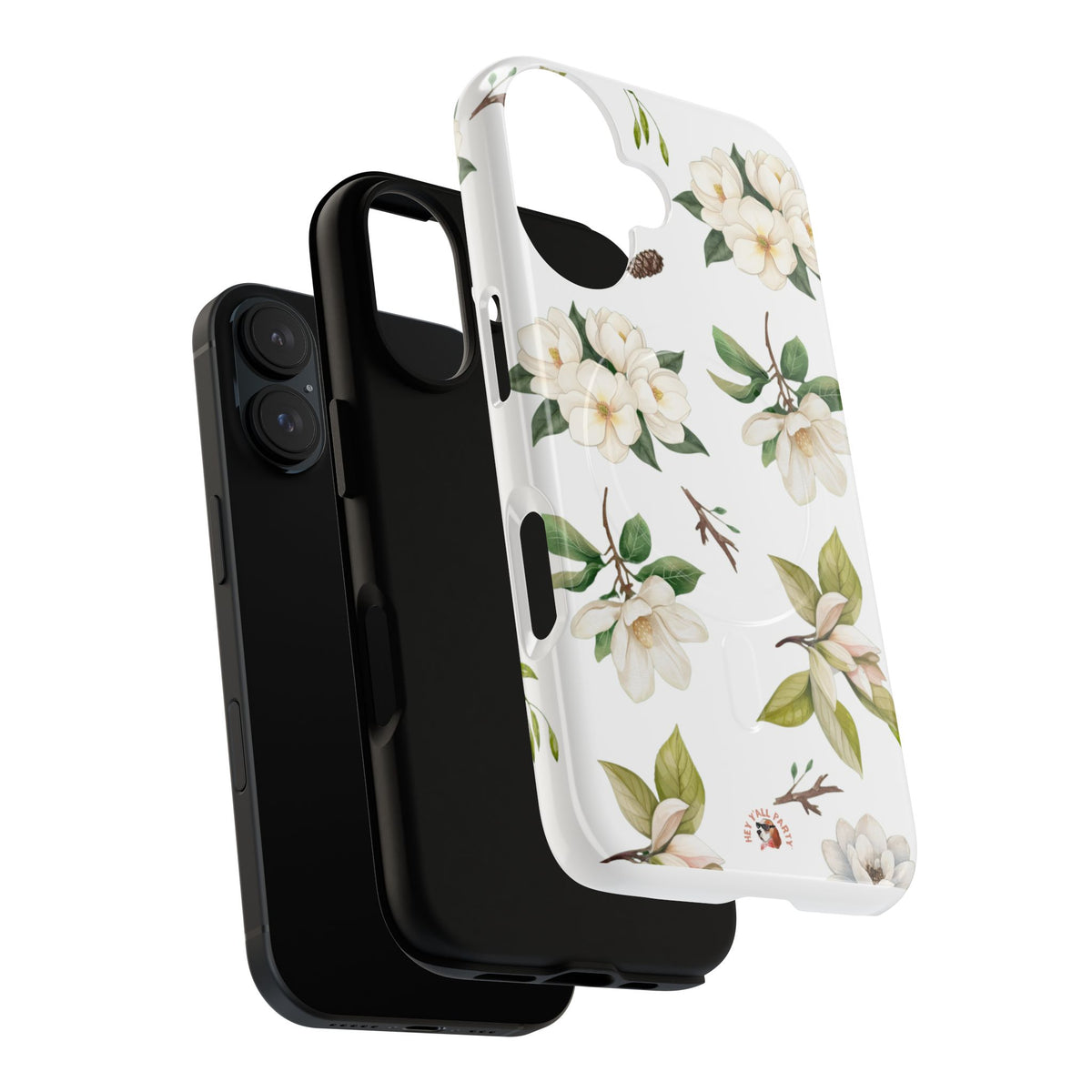White Magnolia Floral Phone Case | Tough Magnetic Case