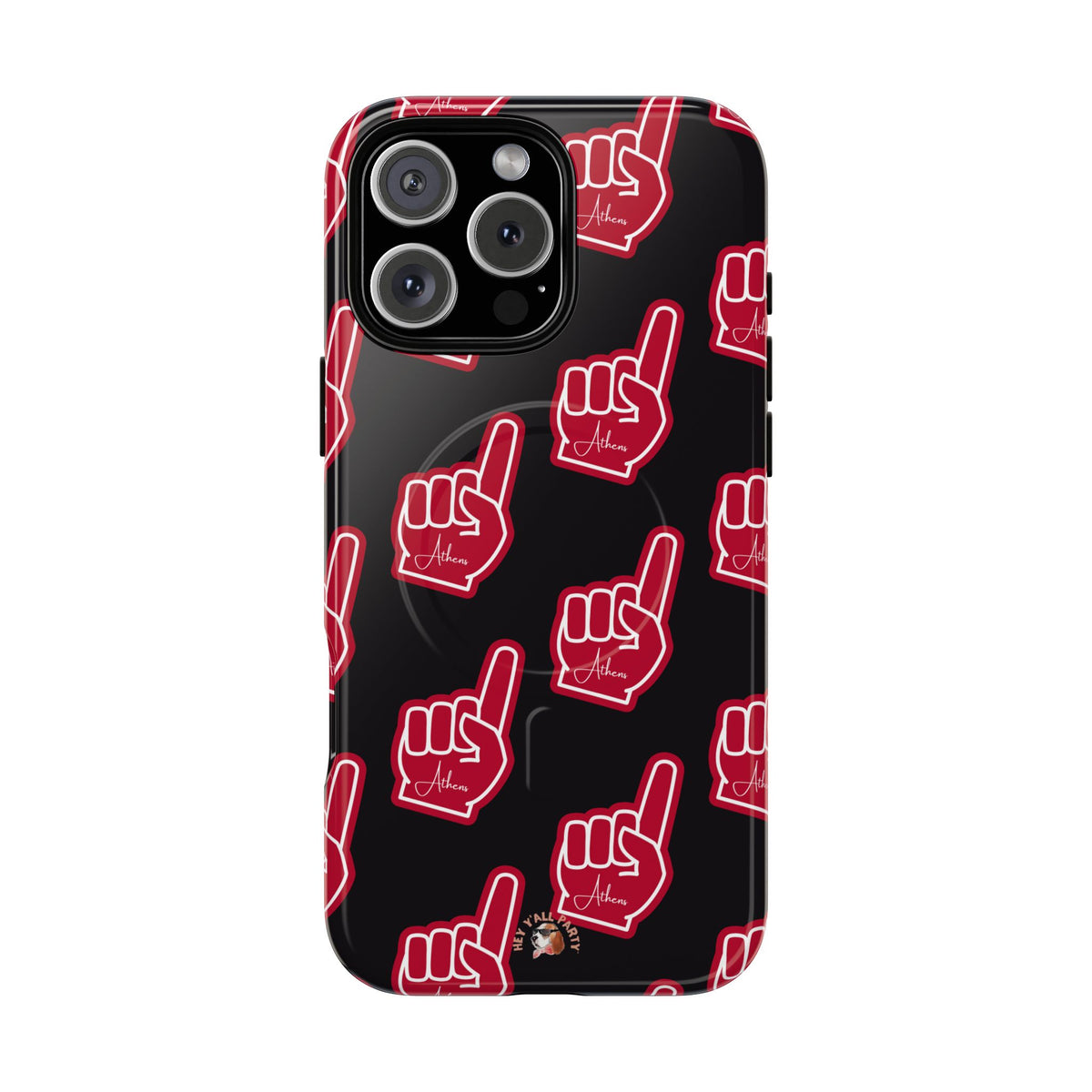 Red Foam Finger "Athens" Georgia Pattern phone case | Magnetic iPhone case | Sports fan accessory