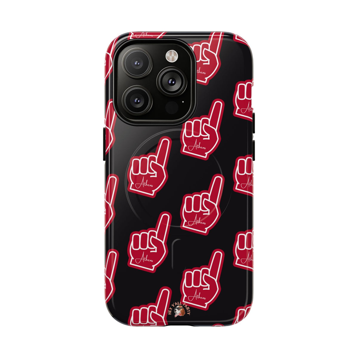Red Foam Finger "Athens" Georgia Pattern phone case | Magnetic iPhone case | Sports fan accessory