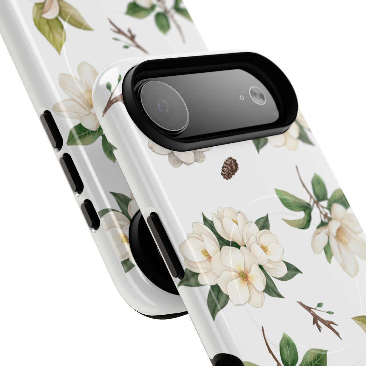 White Magnolia Floral Phone Case | Tough Magnetic Case