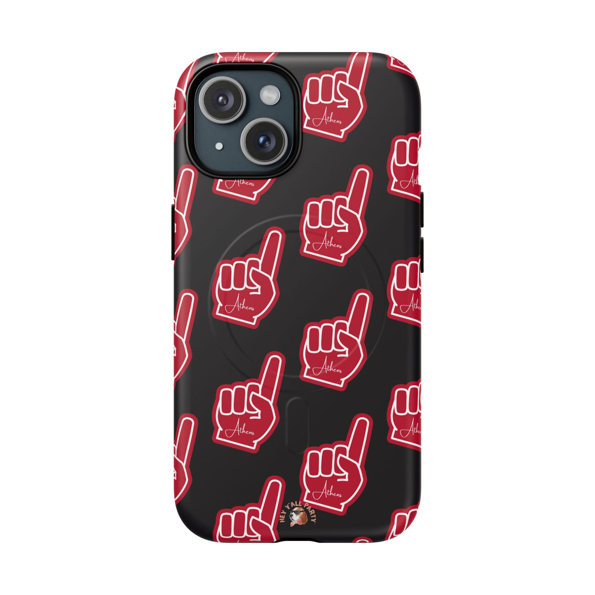 Red Foam Finger "Athens" Georgia Pattern phone case | Magnetic iPhone case | Sports fan accessory