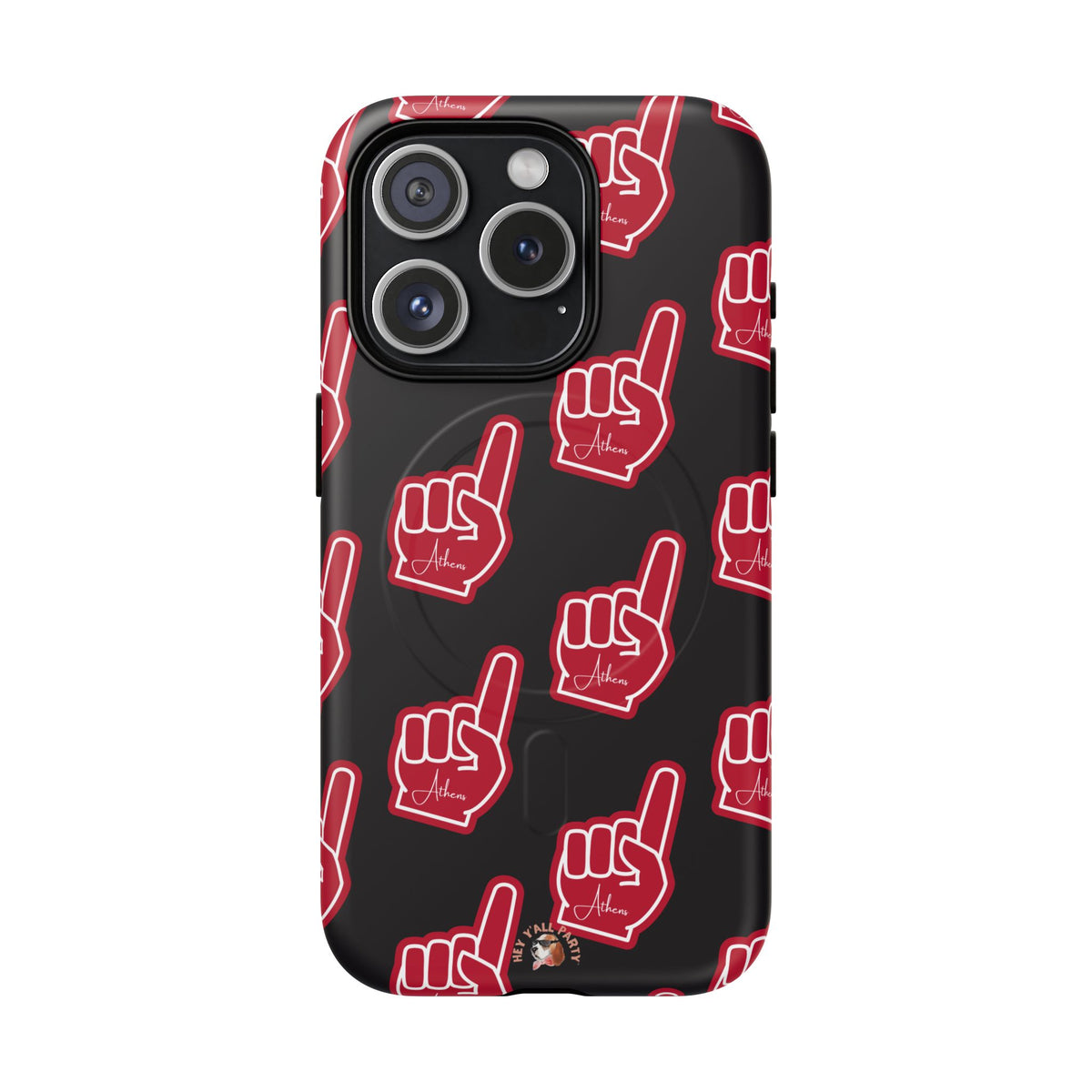 Red Foam Finger "Athens" Georgia Pattern phone case | Magnetic iPhone case | Sports fan accessory