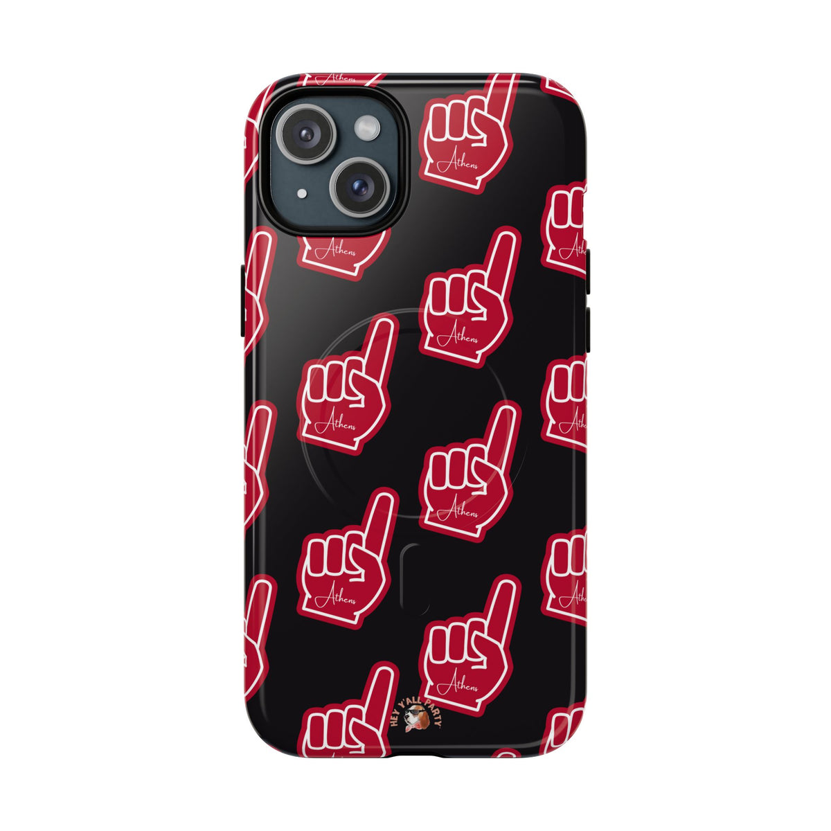 Red Foam Finger "Athens" Georgia Pattern phone case | Magnetic iPhone case | Sports fan accessory