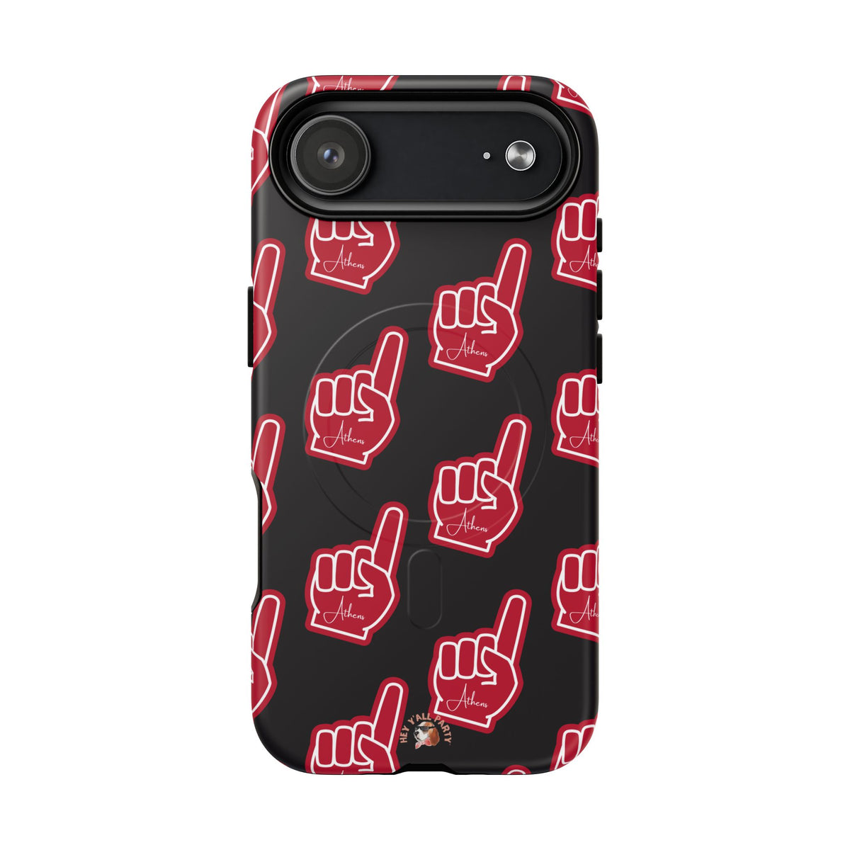 Red Foam Finger "Athens" Georgia Pattern phone case | Magnetic iPhone case | Sports fan accessory