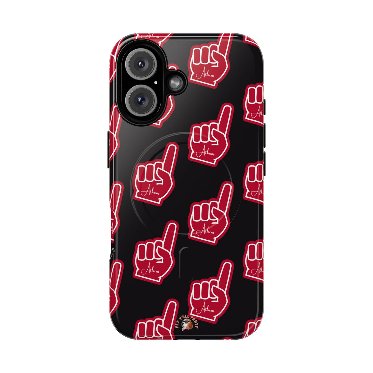 Red Foam Finger "Athens" Georgia Pattern phone case | Magnetic iPhone case | Sports fan accessory