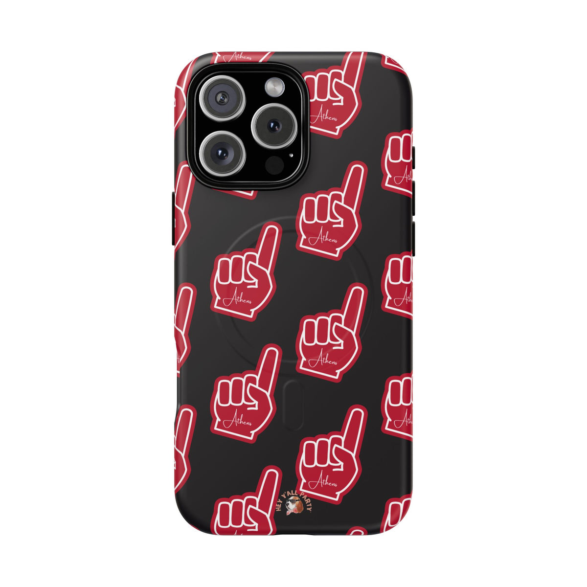 Red Foam Finger "Athens" Georgia Pattern phone case | Magnetic iPhone case | Sports fan accessory