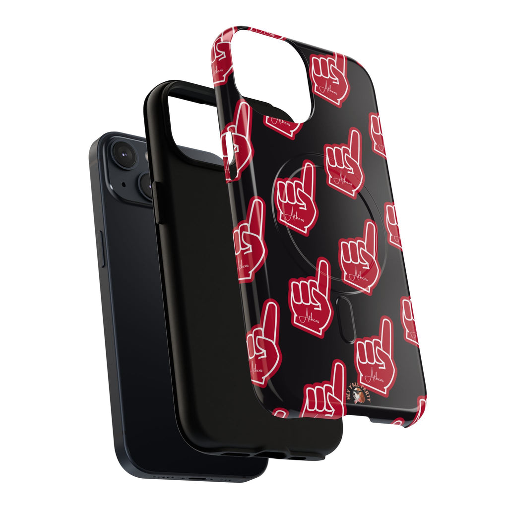 Red Foam Finger "Athens" Georgia Pattern phone case | Magnetic iPhone case | Sports fan accessory