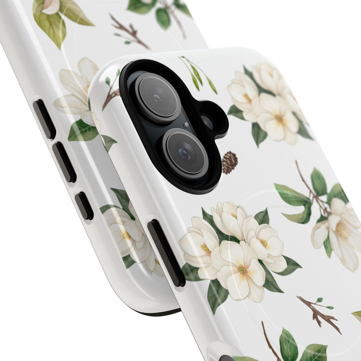 White Magnolia Floral Phone Case | Tough Magnetic Case