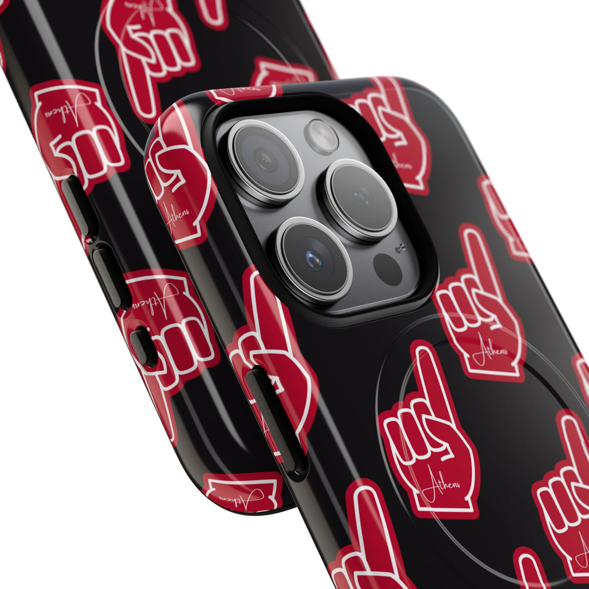 Red Foam Finger "Athens" Georgia Pattern phone case | Magnetic iPhone case | Sports fan accessory