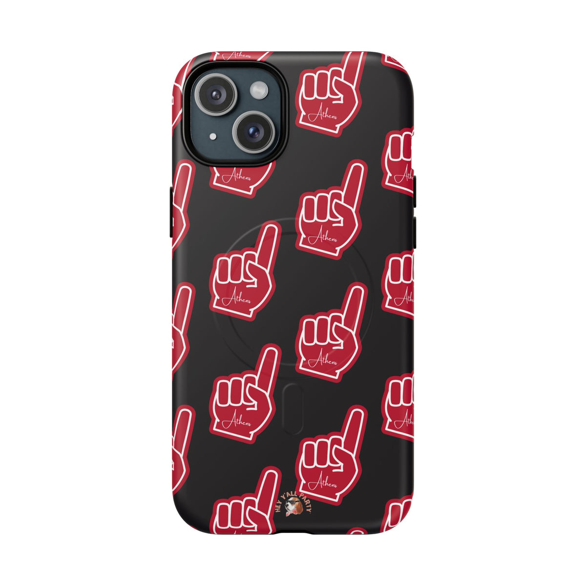 Red Foam Finger "Athens" Georgia Pattern phone case | Magnetic iPhone case | Sports fan accessory