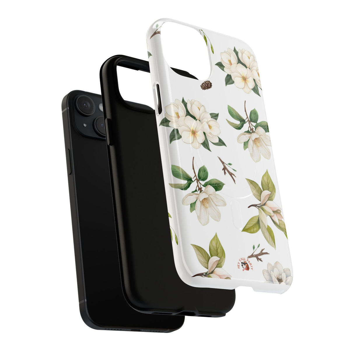 White Magnolia Floral Phone Case | Tough Magnetic Case