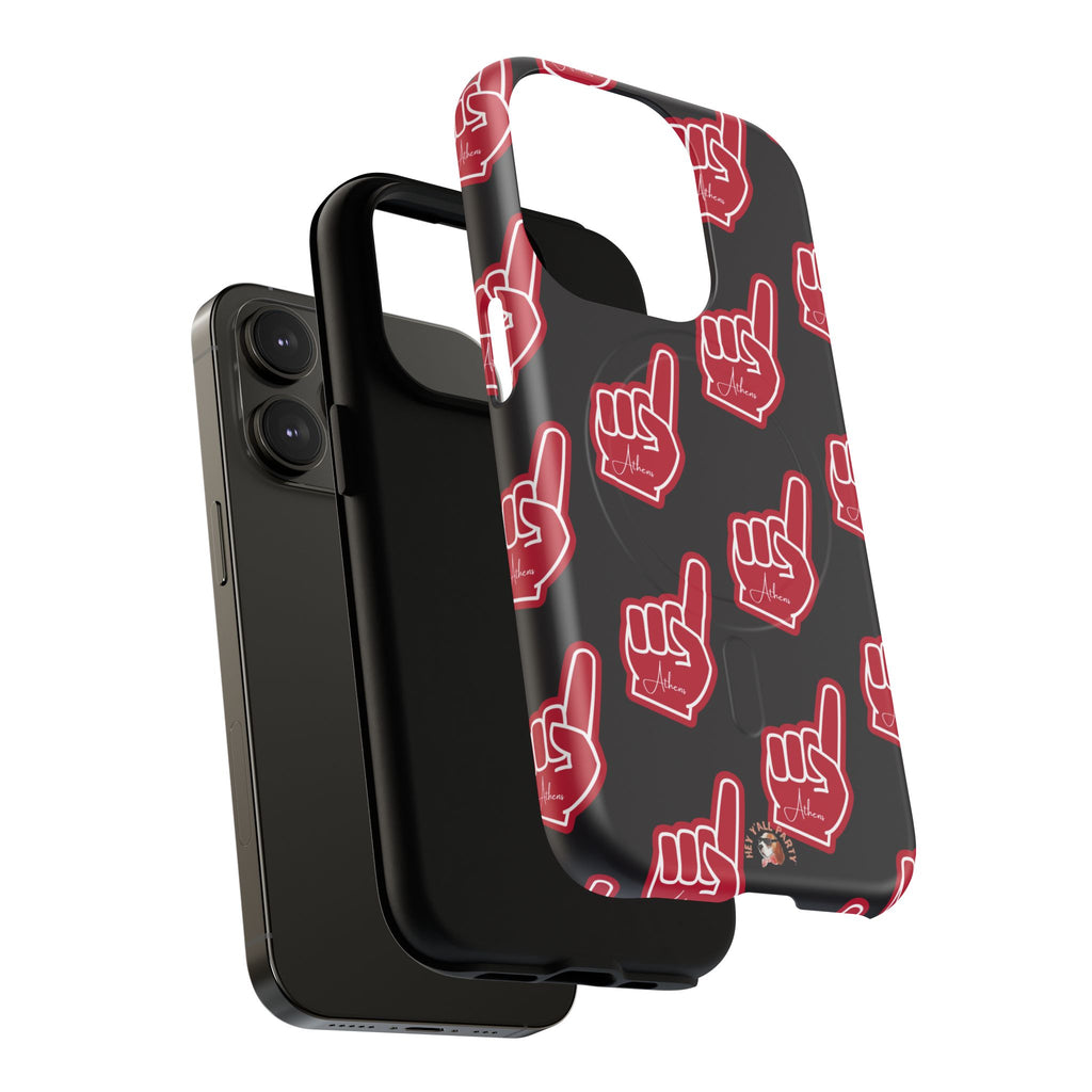 Red Foam Finger "Athens" Georgia Pattern phone case | Magnetic iPhone case | Sports fan accessory