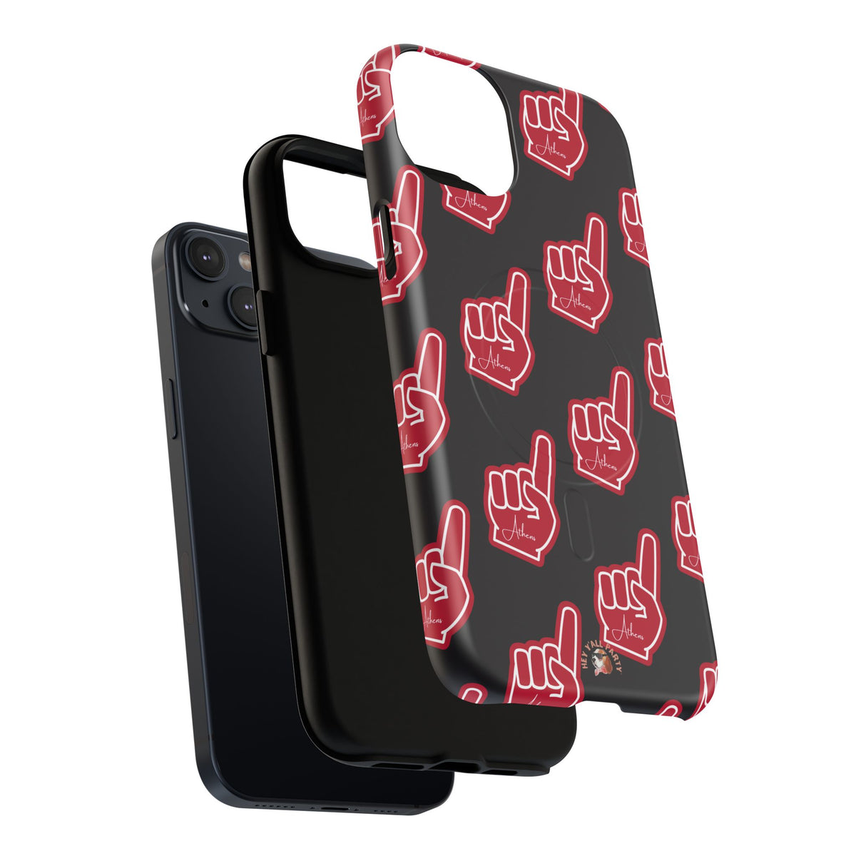 Red Foam Finger "Athens" Georgia Pattern phone case | Magnetic iPhone case | Sports fan accessory