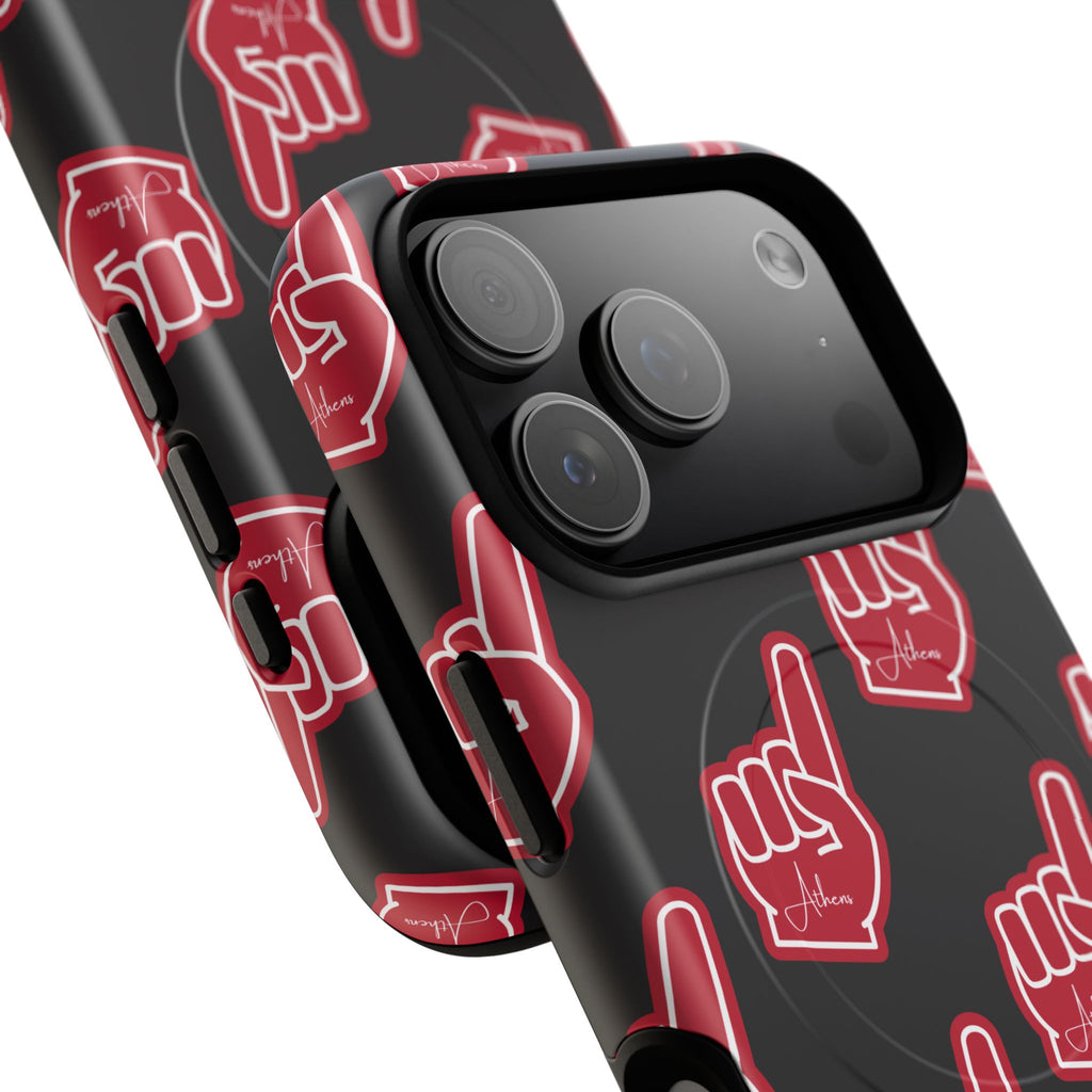 Red Foam Finger "Athens" Georgia Pattern phone case | Magnetic iPhone case | Sports fan accessory