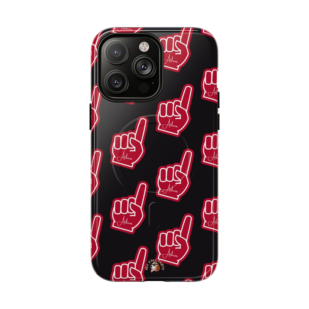 Red Foam Finger "Athens" Georgia Pattern phone case | Magnetic iPhone case | Sports fan accessory