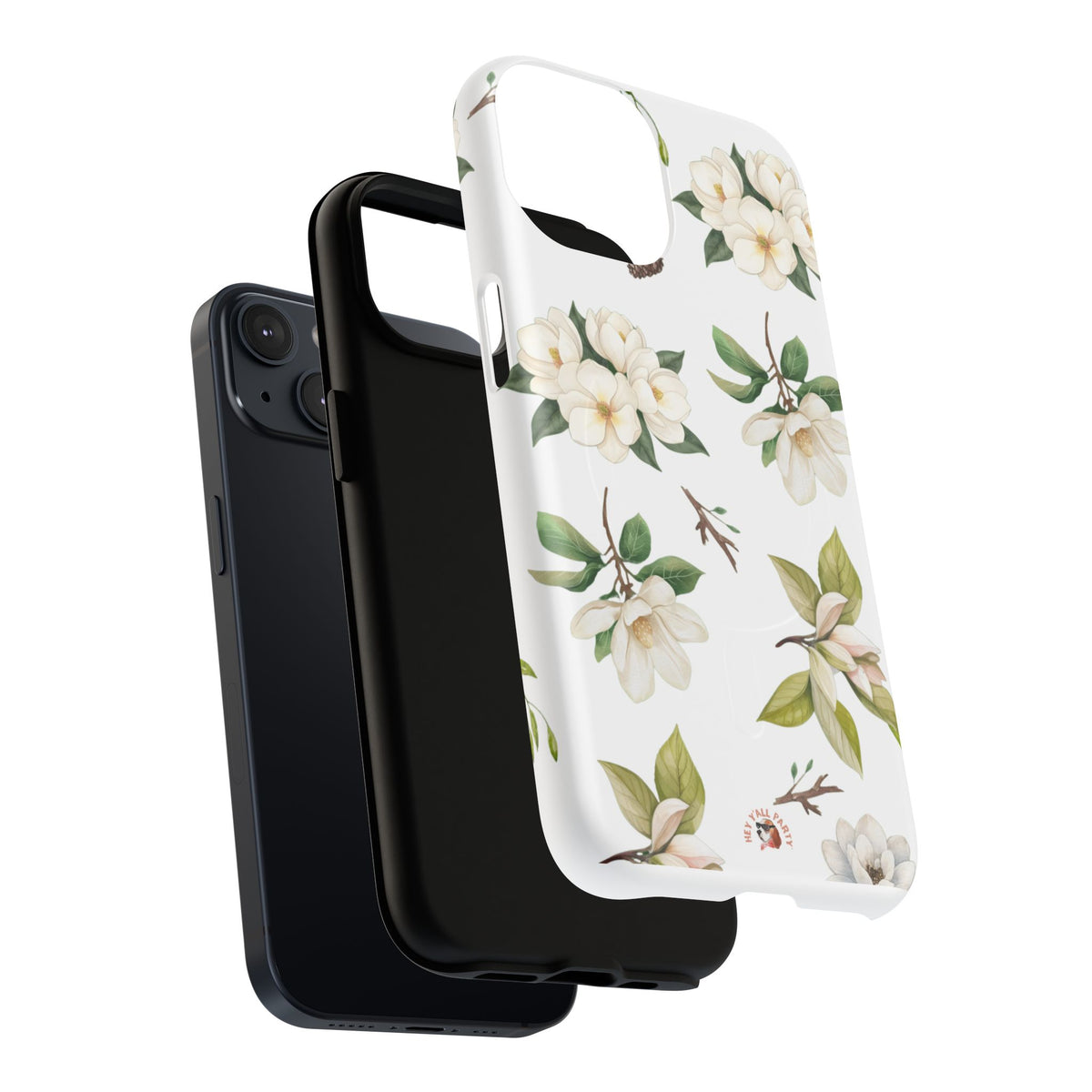 White Magnolia Floral Phone Case | Tough Magnetic Case