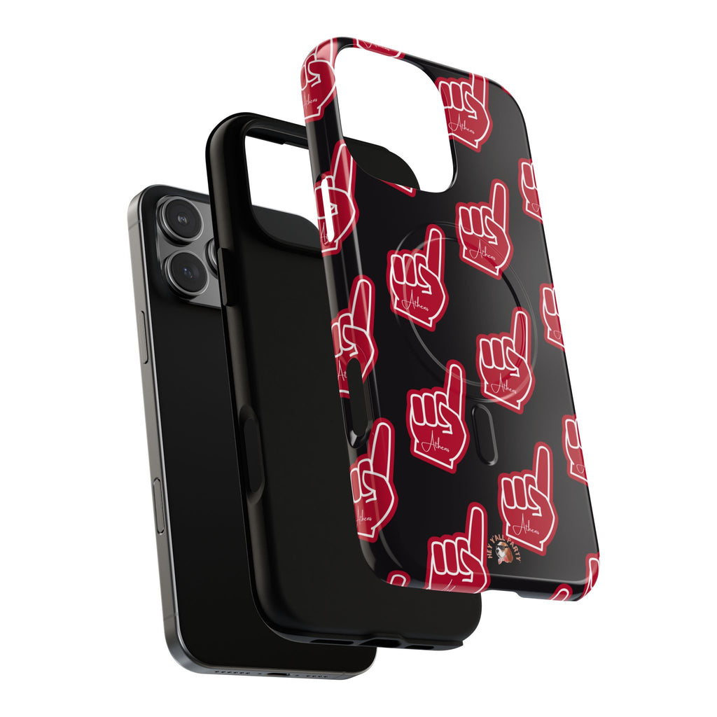 Red Foam Finger "Athens" Georgia Pattern phone case | Magnetic iPhone case | Sports fan accessory