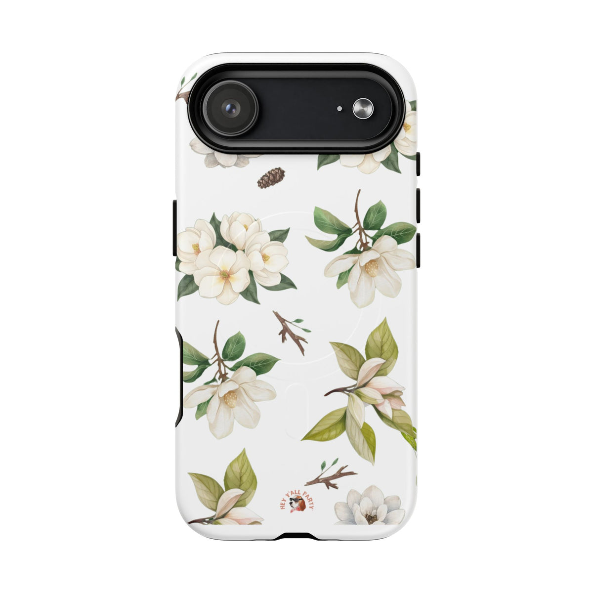 White Magnolia Floral Phone Case | Tough Magnetic Case