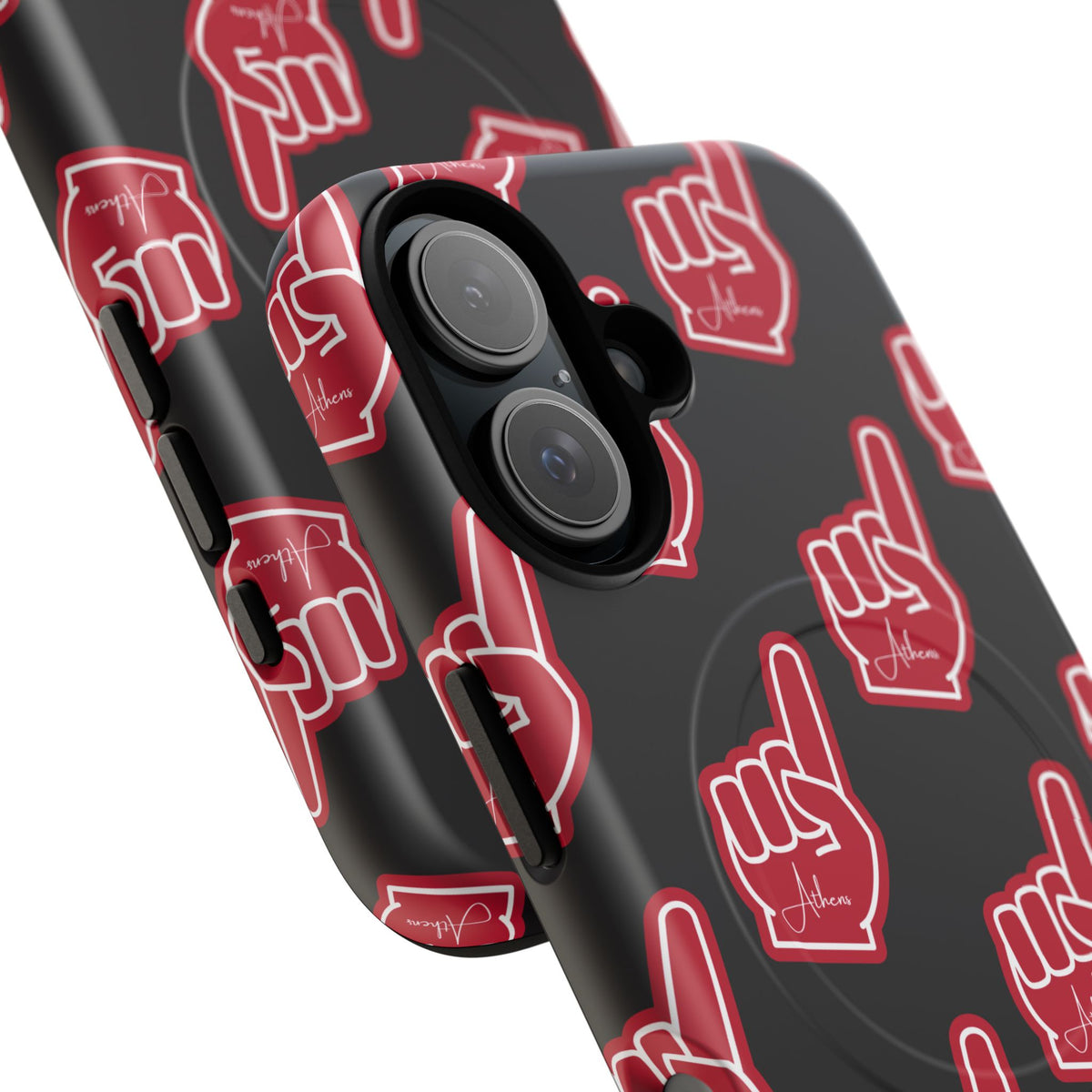 Red Foam Finger "Athens" Georgia Pattern phone case | Magnetic iPhone case | Sports fan accessory