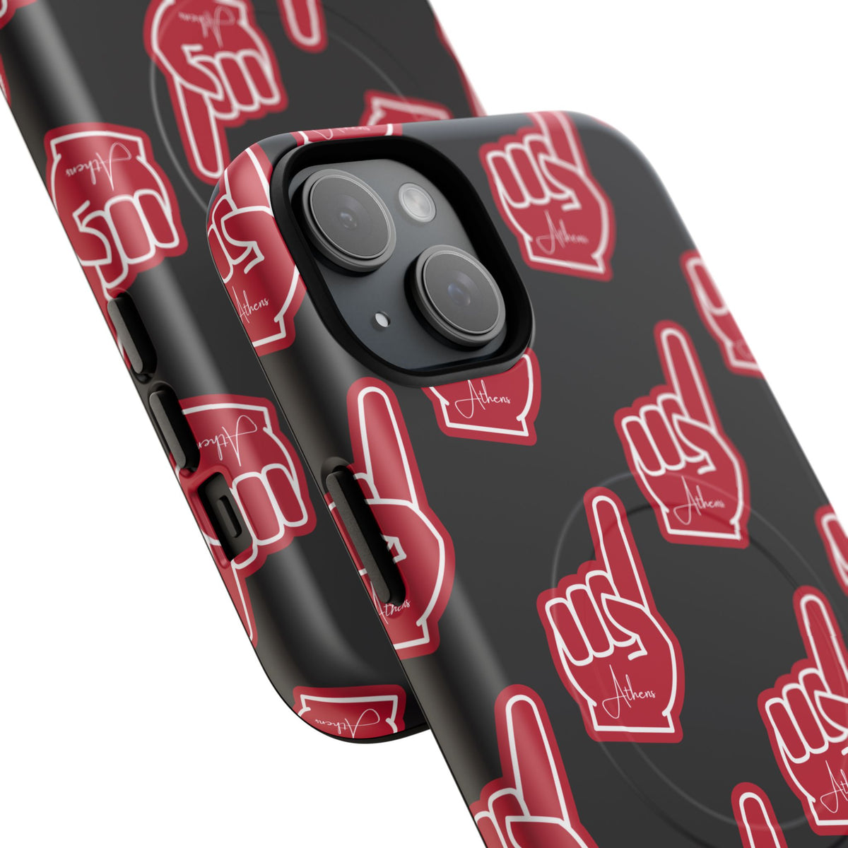 Red Foam Finger "Athens" Georgia Pattern phone case | Magnetic iPhone case | Sports fan accessory