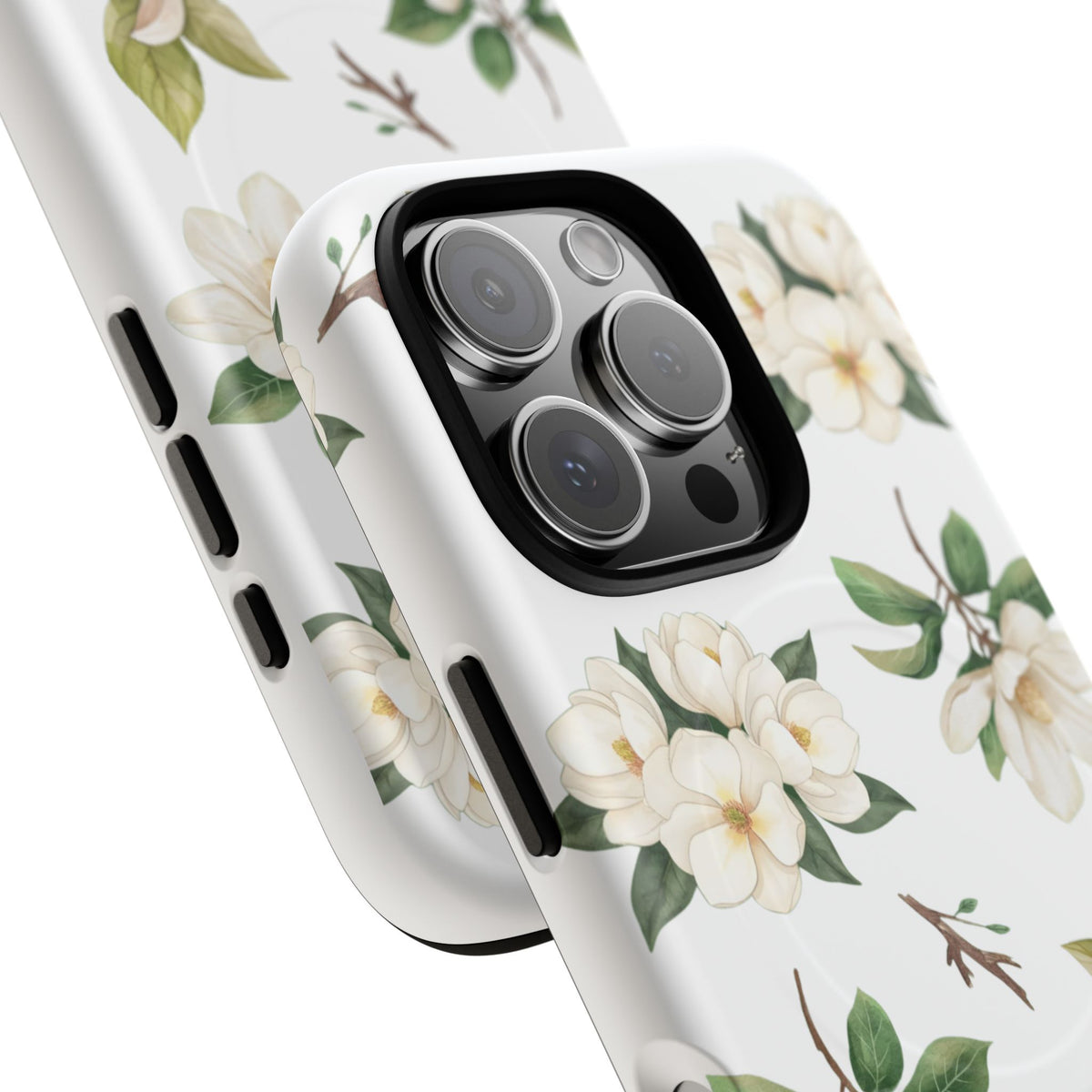 White Magnolia Floral Phone Case | Tough Magnetic Case