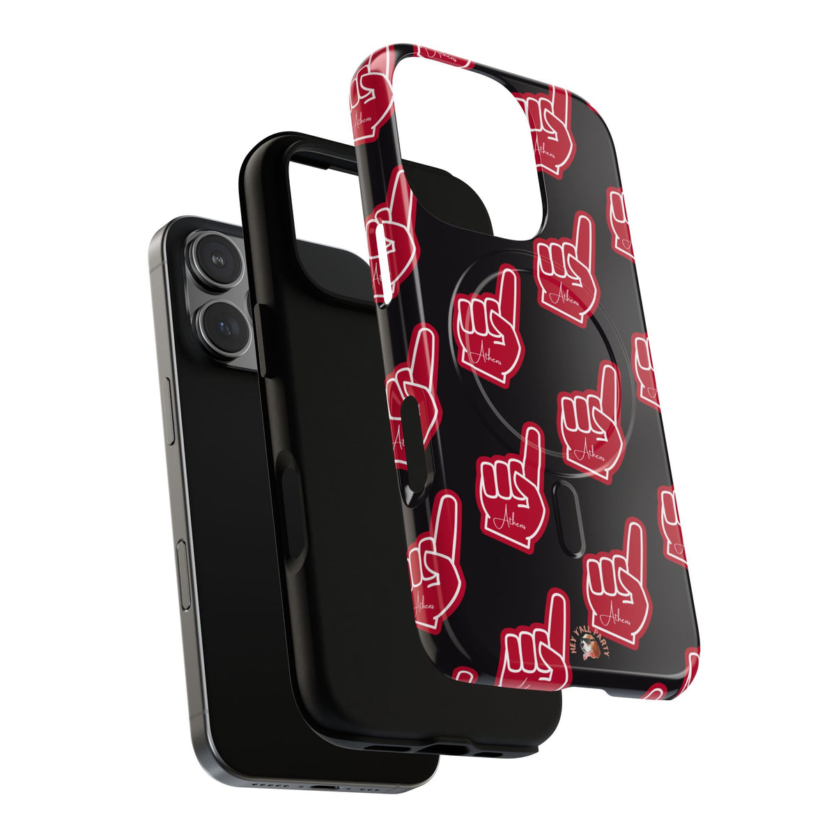 Red Foam Finger "Athens" Georgia Pattern phone case | Magnetic iPhone case | Sports fan accessory