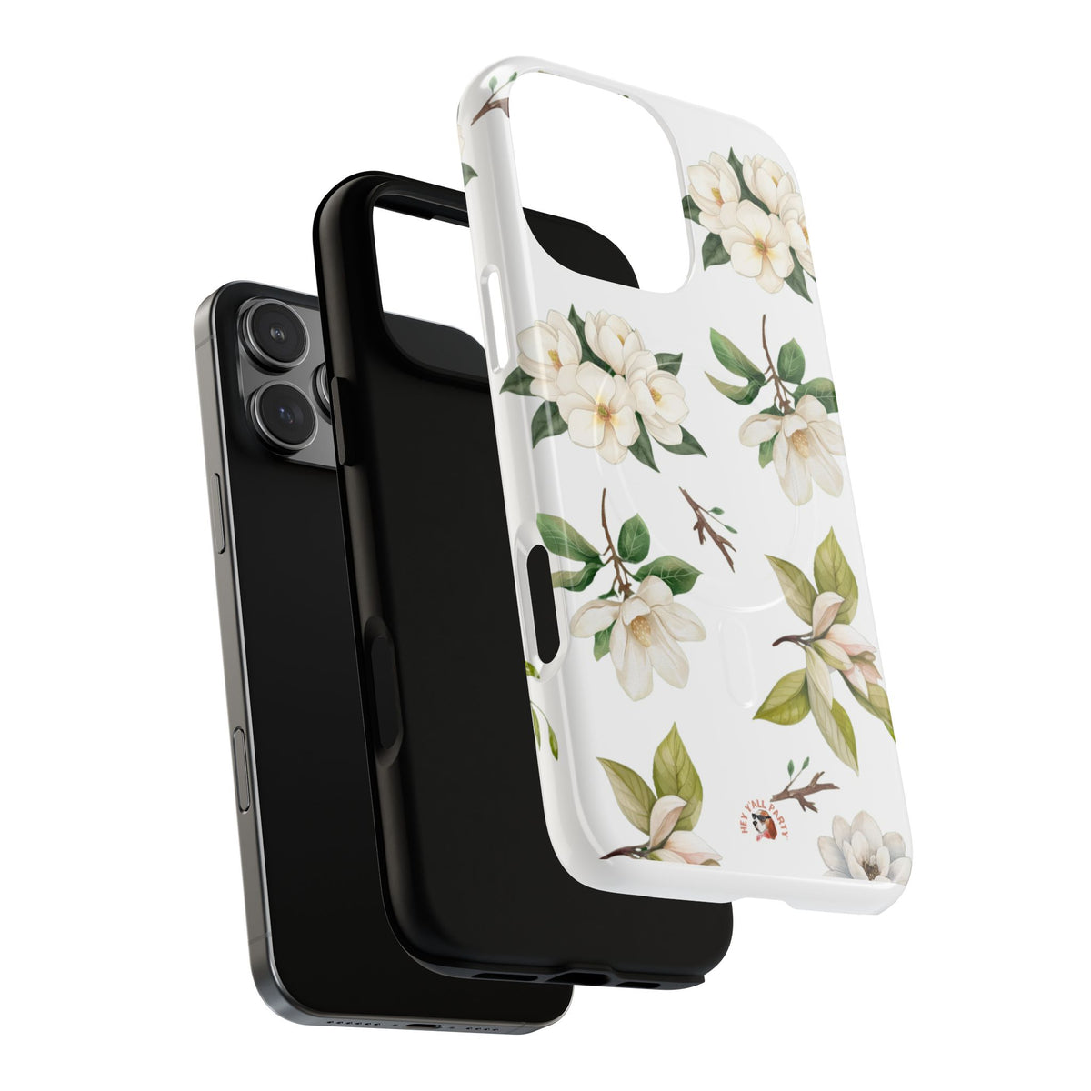 White Magnolia Floral Phone Case | Tough Magnetic Case