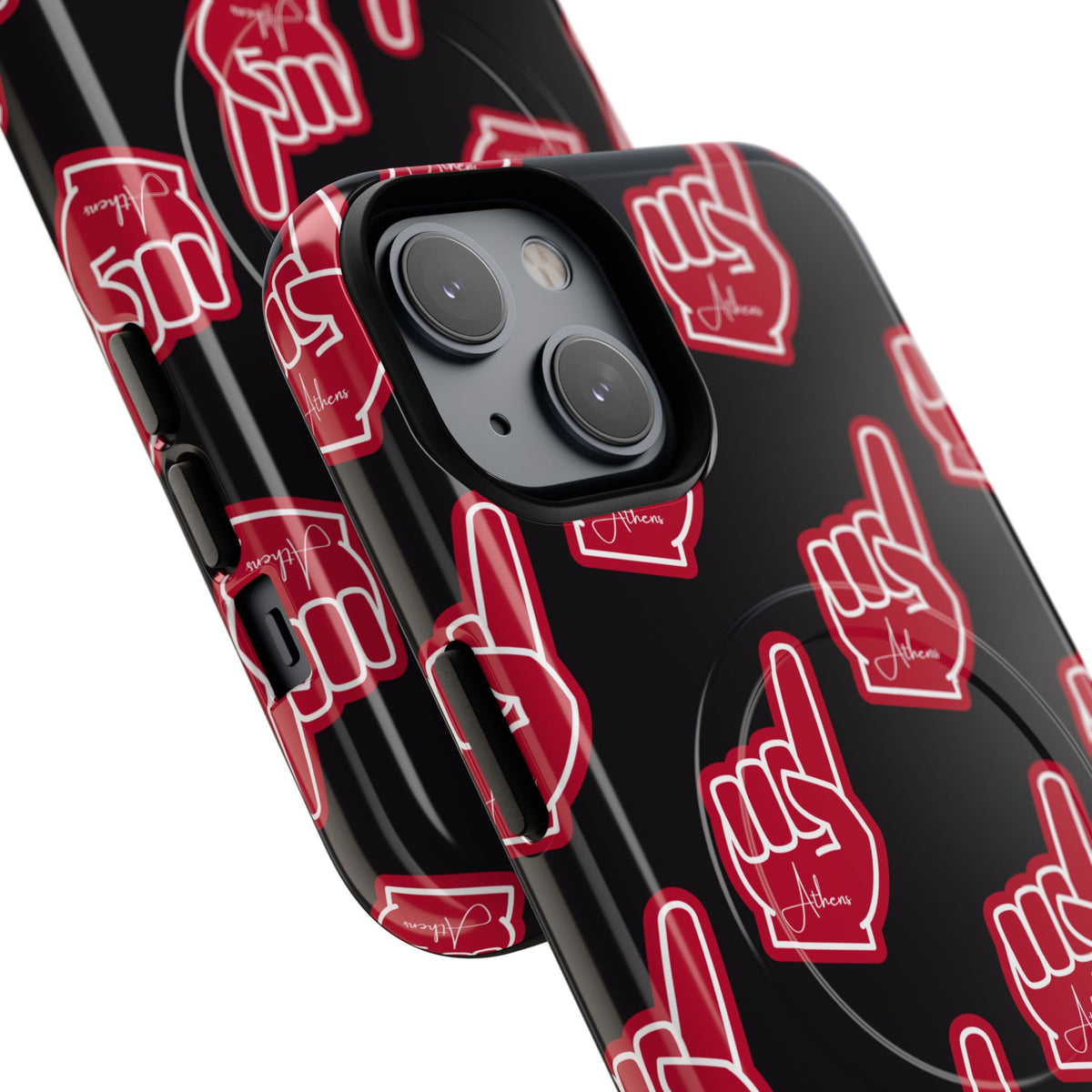 Red Foam Finger "Athens" Georgia Pattern phone case | Magnetic iPhone case | Sports fan accessory