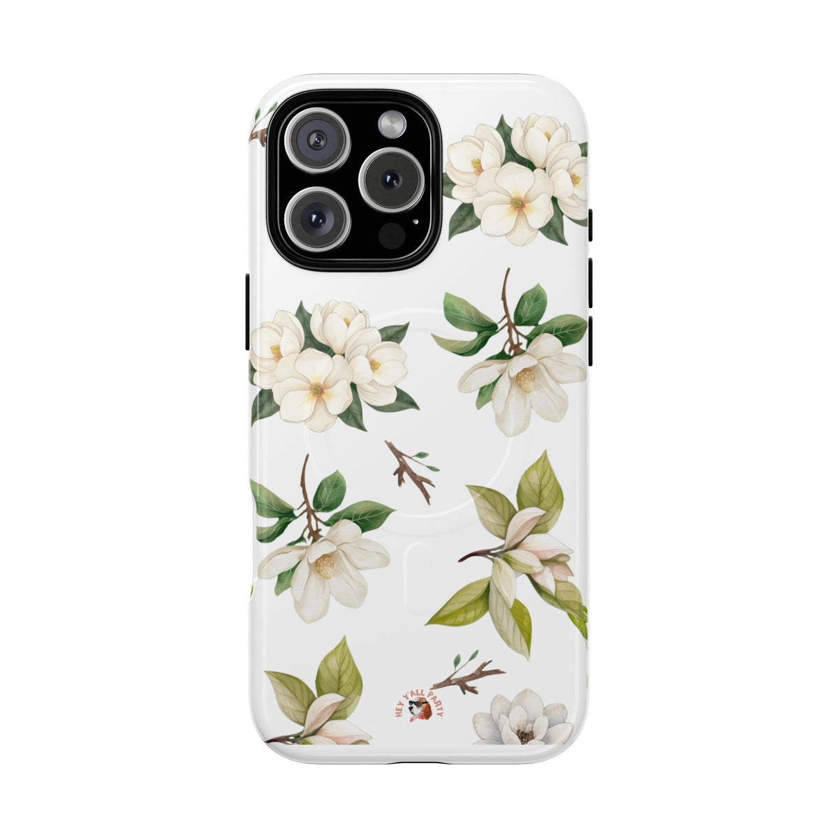 White Magnolia Floral Phone Case | Tough Magnetic Case