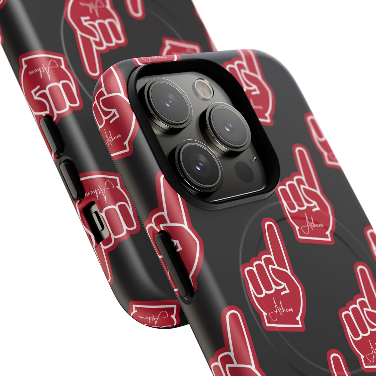 Red Foam Finger "Athens" Georgia Pattern phone case | Magnetic iPhone case | Sports fan accessory