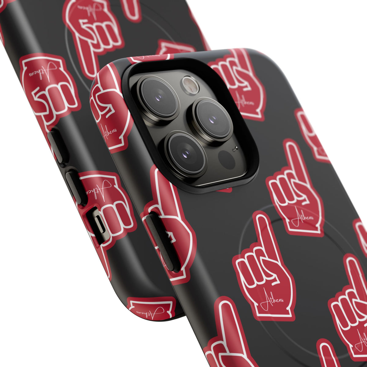 Red Foam Finger "Athens" Georgia Pattern phone case | Magnetic iPhone case | Sports fan accessory