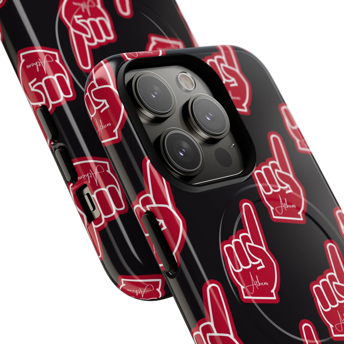 Red Foam Finger "Athens" Georgia Pattern phone case | Magnetic iPhone case | Sports fan accessory