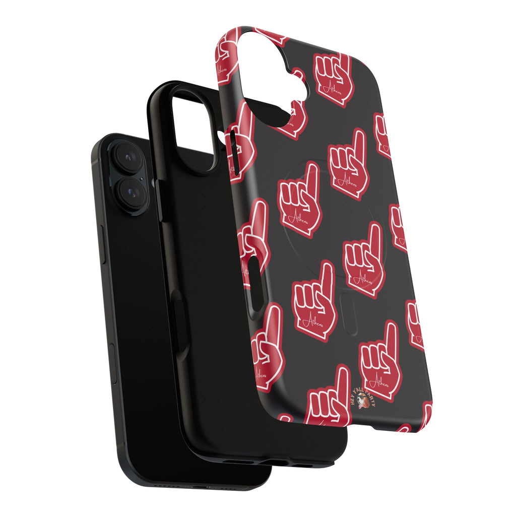 Red Foam Finger "Athens" Georgia Pattern phone case | Magnetic iPhone case | Sports fan accessory