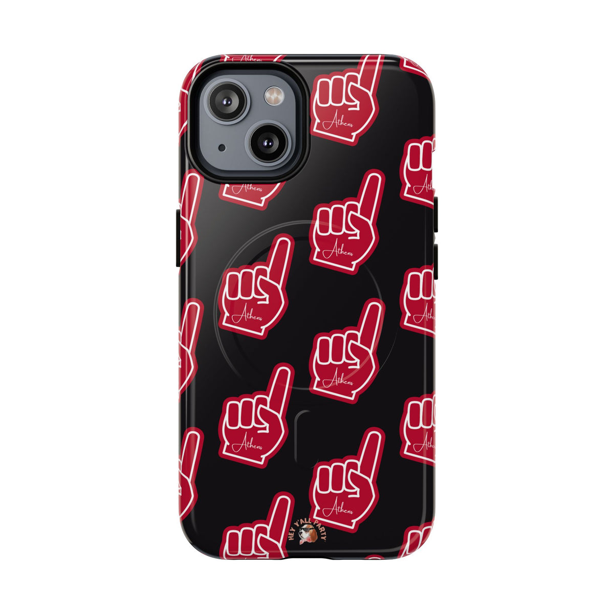 Red Foam Finger "Athens" Georgia Pattern phone case | Magnetic iPhone case | Sports fan accessory