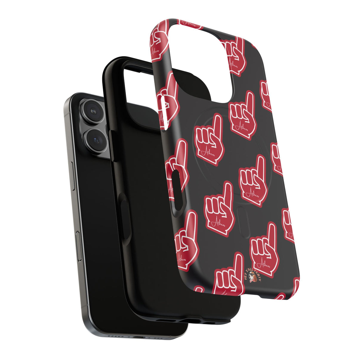 Red Foam Finger "Athens" Georgia Pattern phone case | Magnetic iPhone case | Sports fan accessory