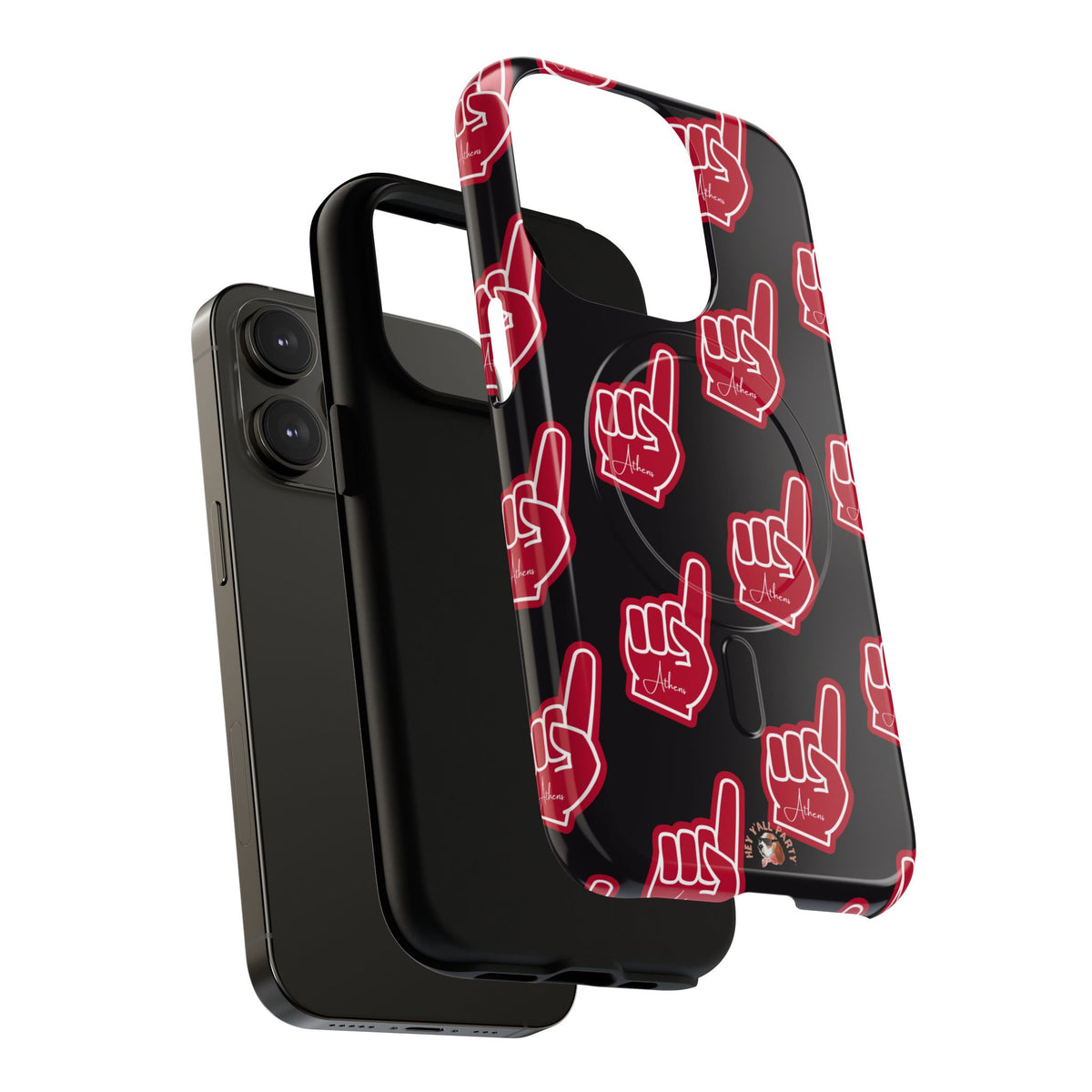 Red Foam Finger "Athens" Georgia Pattern phone case | Magnetic iPhone case | Sports fan accessory