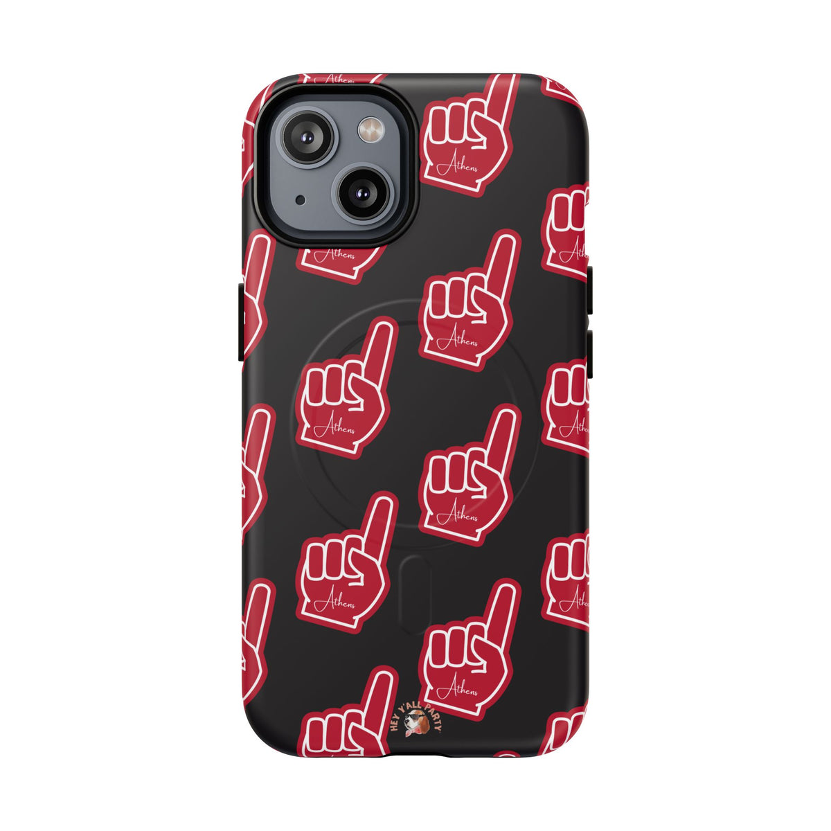 Red Foam Finger "Athens" Georgia Pattern phone case | Magnetic iPhone case | Sports fan accessory