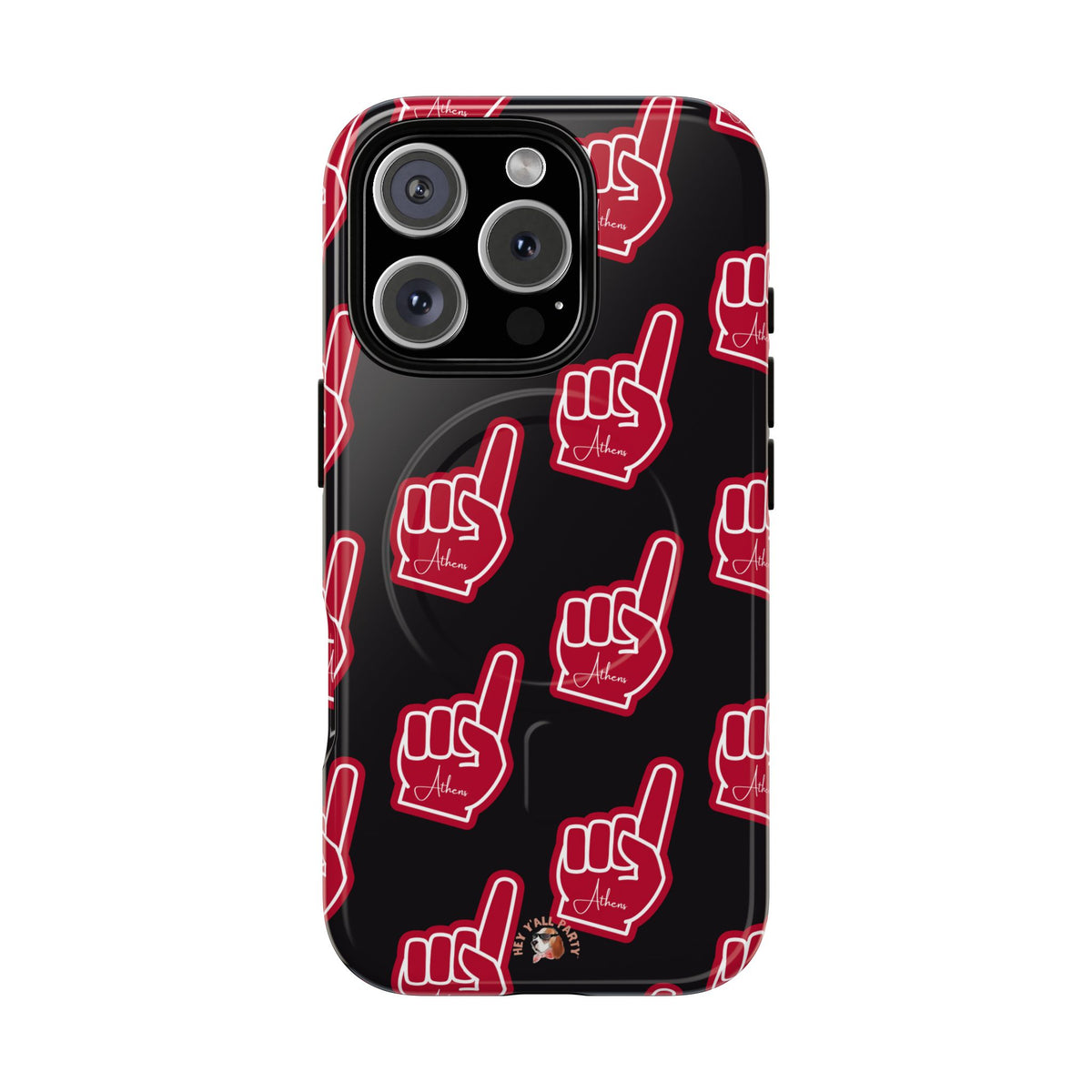 Red Foam Finger "Athens" Georgia Pattern phone case | Magnetic iPhone case | Sports fan accessory